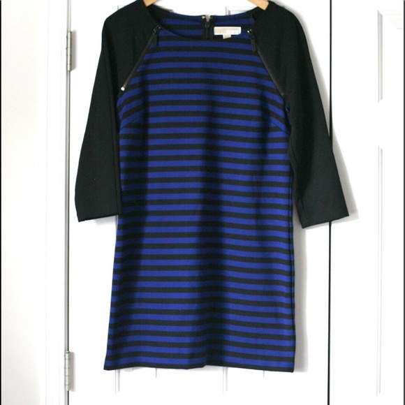 Michael Kors Dresses & Skirts - MICHAEL KORS Blue and Black Striped Dress Size 12